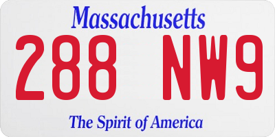 MA license plate 288NW9