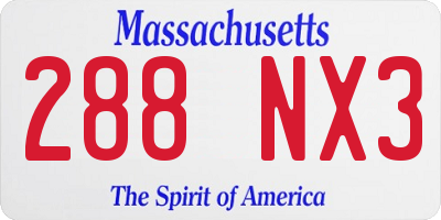 MA license plate 288NX3