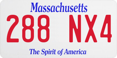 MA license plate 288NX4