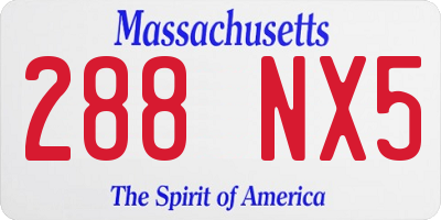 MA license plate 288NX5
