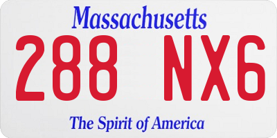 MA license plate 288NX6