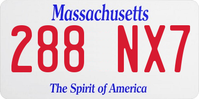 MA license plate 288NX7