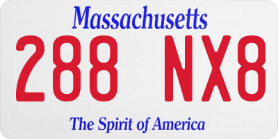 MA license plate 288NX8