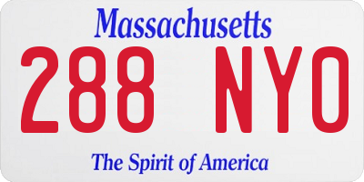 MA license plate 288NY0