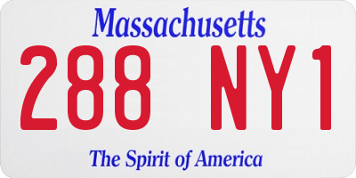 MA license plate 288NY1