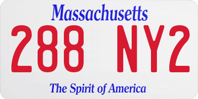 MA license plate 288NY2