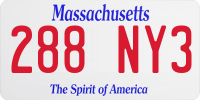 MA license plate 288NY3