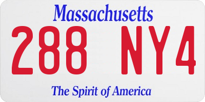 MA license plate 288NY4
