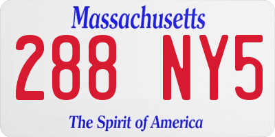 MA license plate 288NY5