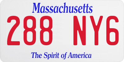 MA license plate 288NY6