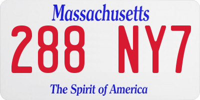 MA license plate 288NY7