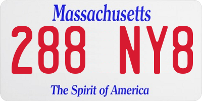 MA license plate 288NY8