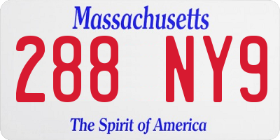 MA license plate 288NY9