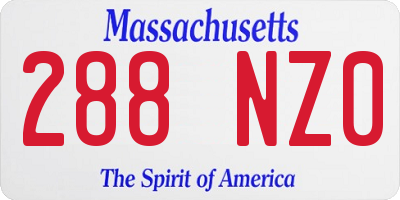 MA license plate 288NZ0