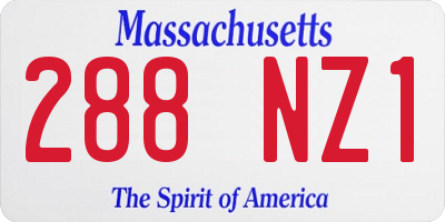 MA license plate 288NZ1