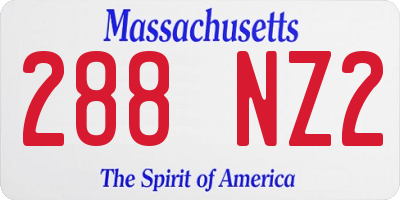 MA license plate 288NZ2