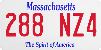 MA license plate 288NZ4