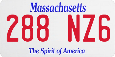 MA license plate 288NZ6