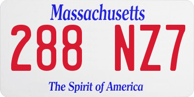 MA license plate 288NZ7