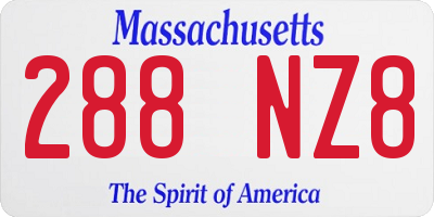 MA license plate 288NZ8