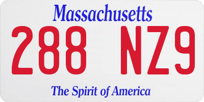 MA license plate 288NZ9