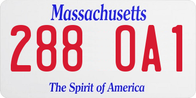 MA license plate 288OA1