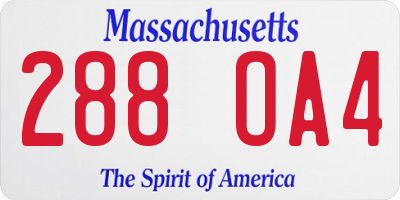 MA license plate 288OA4