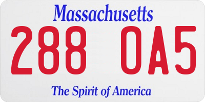 MA license plate 288OA5