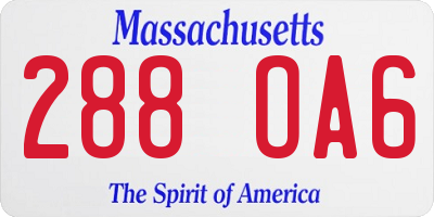 MA license plate 288OA6