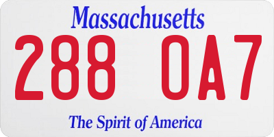 MA license plate 288OA7