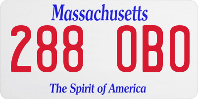 MA license plate 288OB0