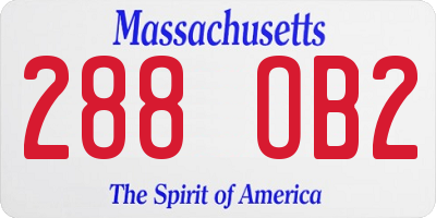MA license plate 288OB2