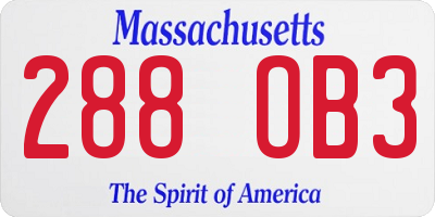 MA license plate 288OB3