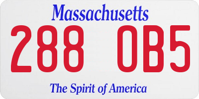 MA license plate 288OB5