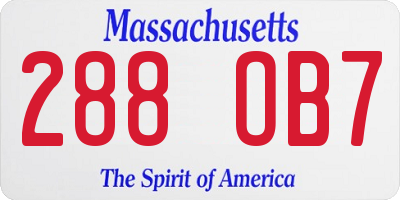 MA license plate 288OB7