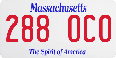 MA license plate 288OC0