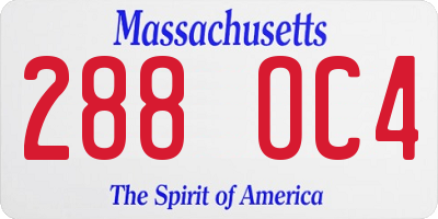MA license plate 288OC4