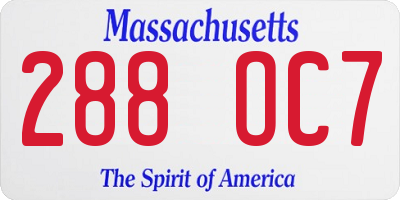 MA license plate 288OC7