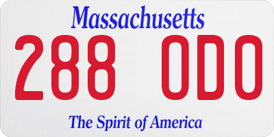 MA license plate 288OD0