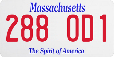 MA license plate 288OD1