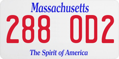 MA license plate 288OD2
