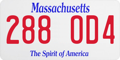 MA license plate 288OD4