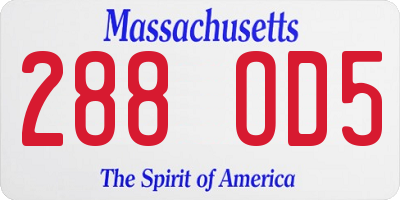 MA license plate 288OD5