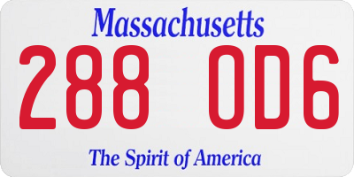 MA license plate 288OD6