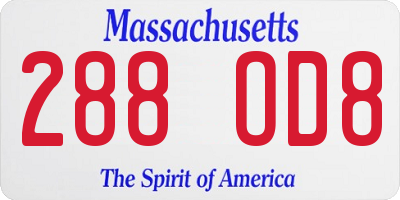 MA license plate 288OD8