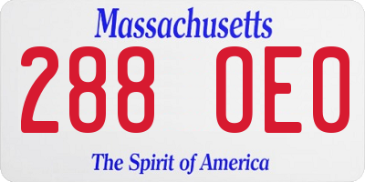 MA license plate 288OE0
