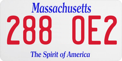 MA license plate 288OE2