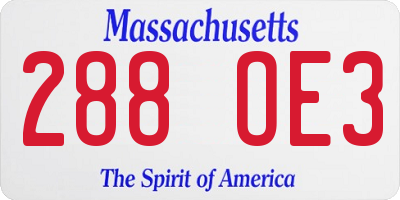 MA license plate 288OE3