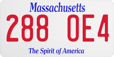 MA license plate 288OE4