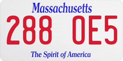 MA license plate 288OE5